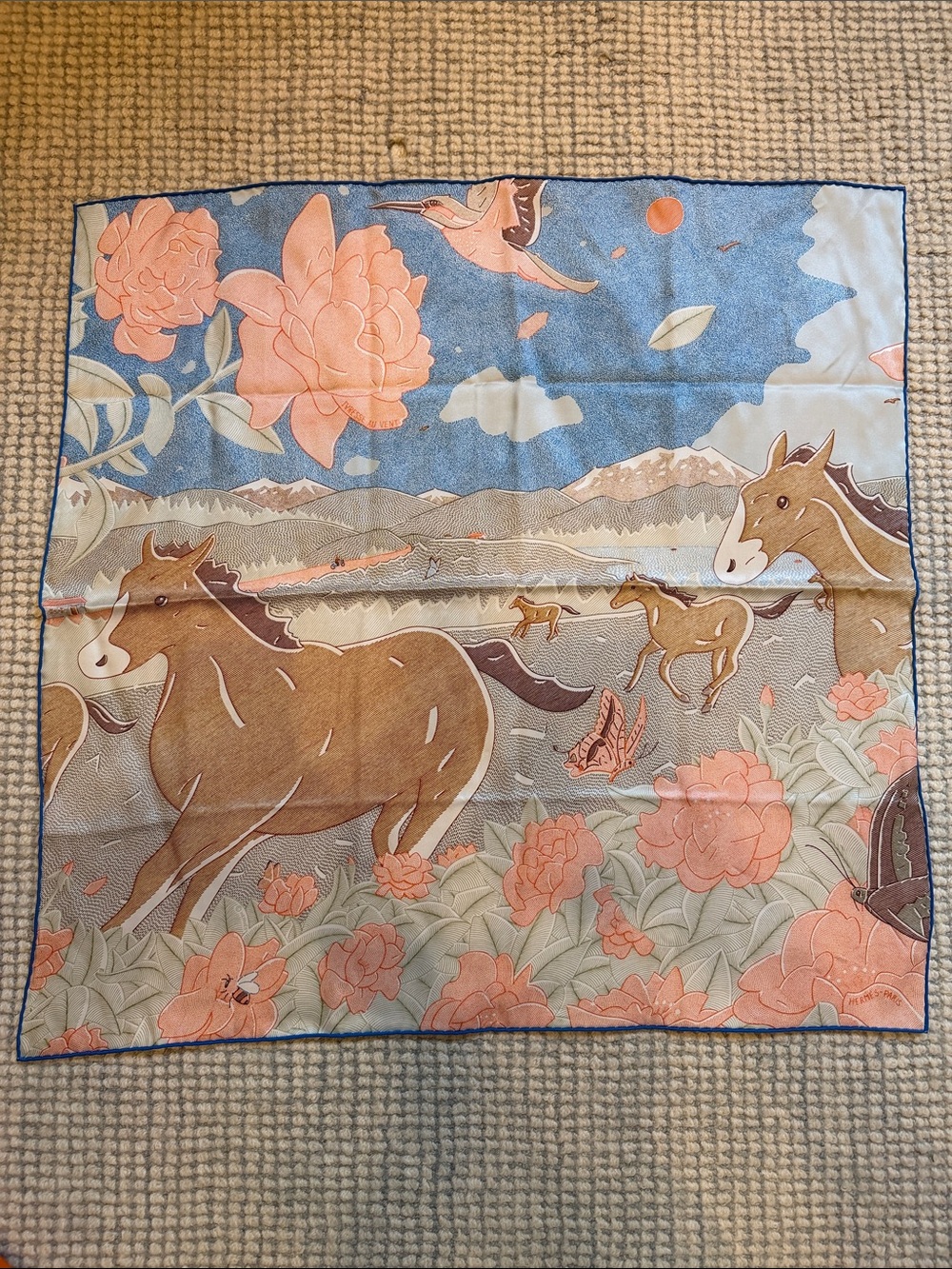 Hermes Ivresse Au Vent scarf 70 100% Silk excellent condition